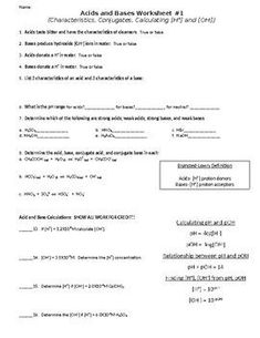 Ph And Poh Calculations Worksheet Answer Key