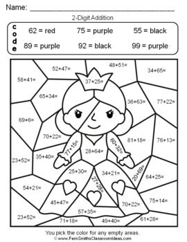Math 2nd Grade Addition Color By Number