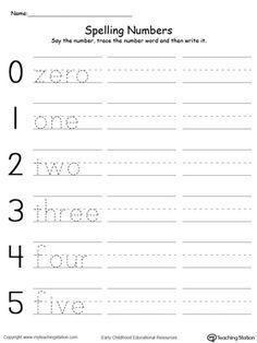 Spelling Writing Number Words Worksheets For Kindergarten