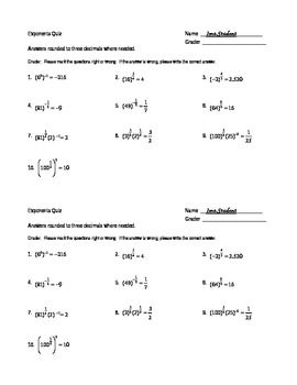 Solving Rational Exponent Equations Worksheet
