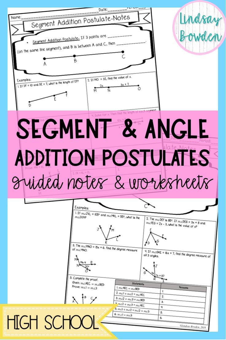 The Angle Addition Postulate Worksheet Answers With Work