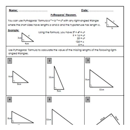 8th Grade Pythagoras Worksheet