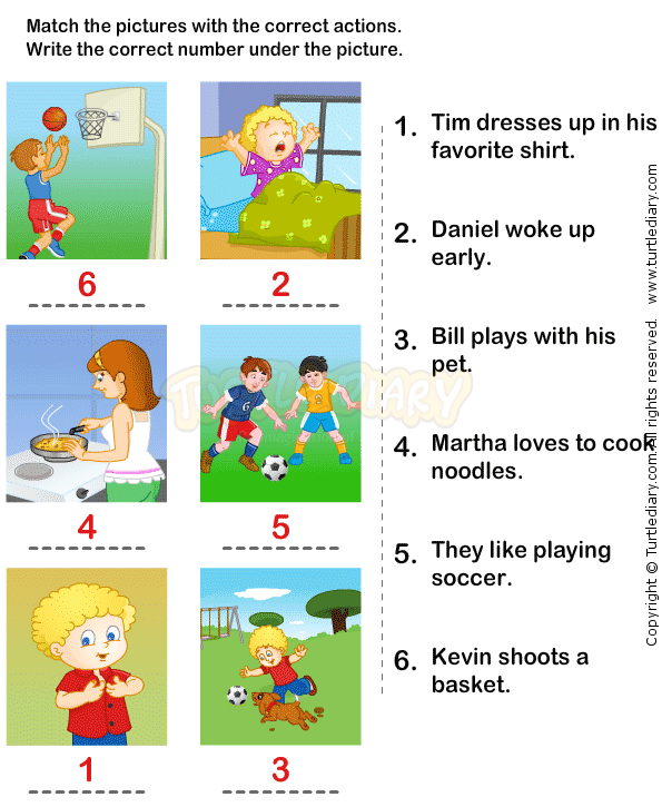 Printable Action Words Worksheet For Kindergarten