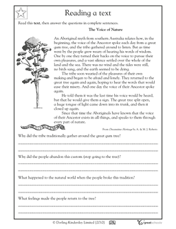 4th Grade Free Reading Comprehension Worksheets