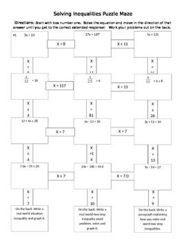Solving One And Two Step Inequalities Worksheet Pdf