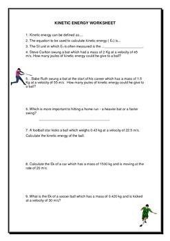 Potential Energy Worksheet Answers