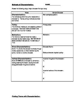 Characterization Worksheet 2 Answers