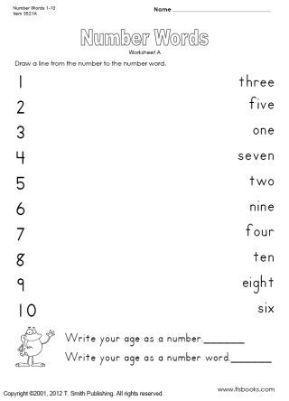 Number Names 1-20 Worksheets For Kindergarten