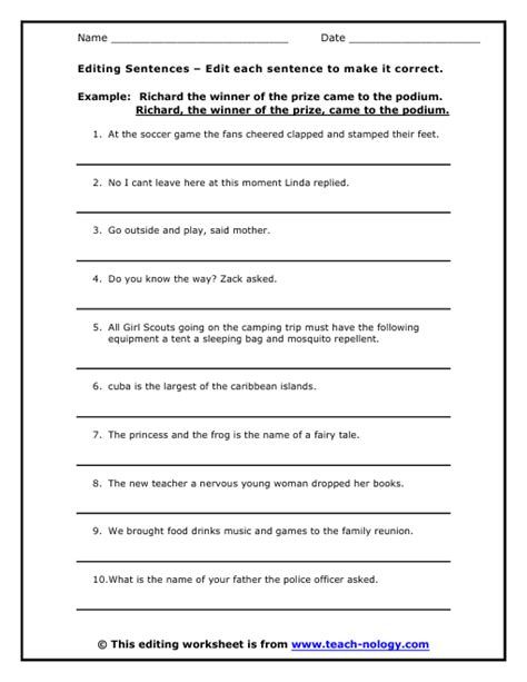 4th Grade Sentence Correction Worksheets 3rd Grade