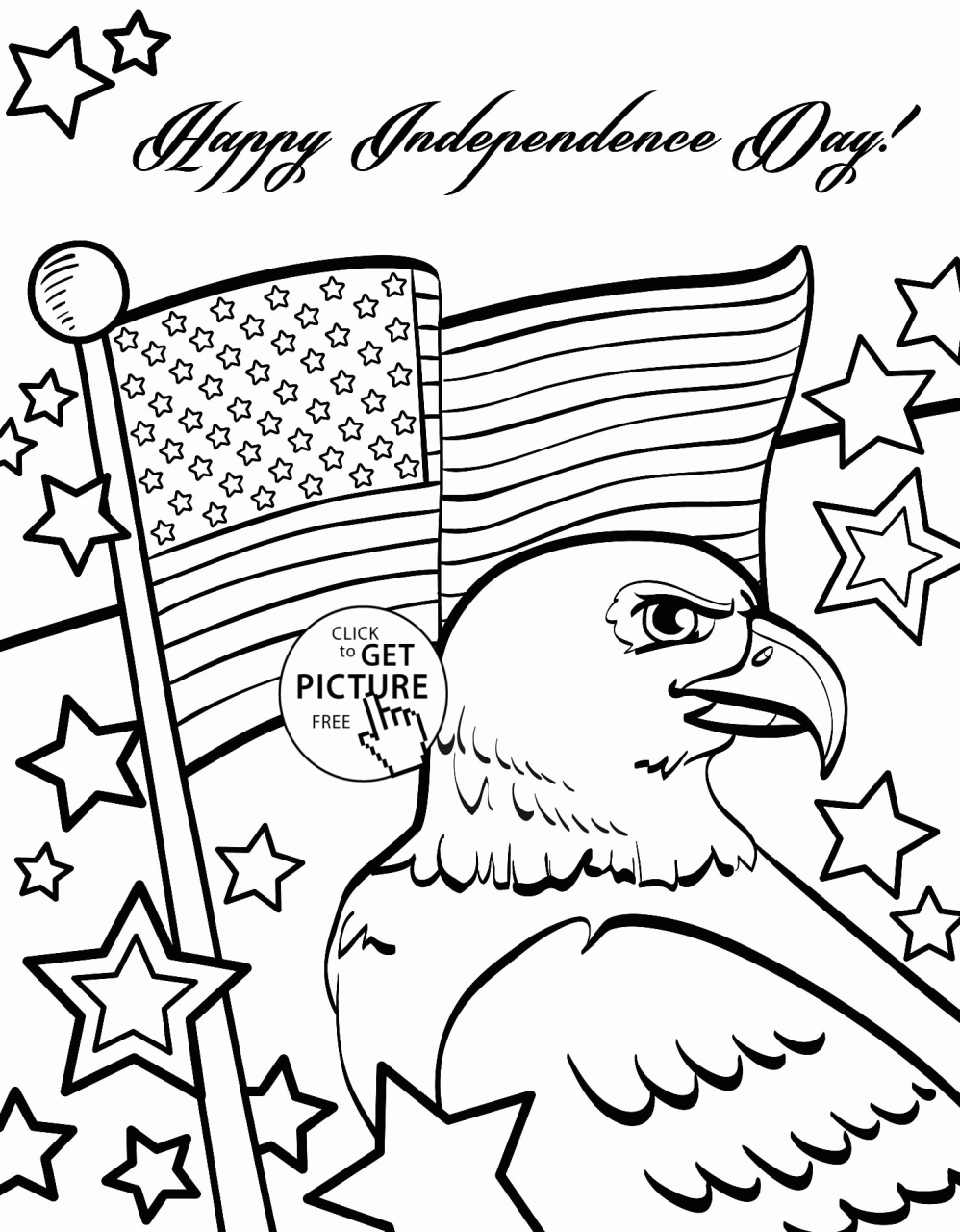 Independence Day of 4th of July coloring page for kids, coloring pages