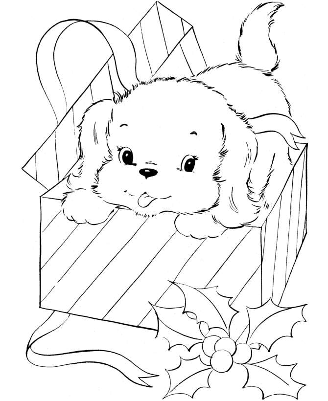 Christmas Puppy Coloring Page