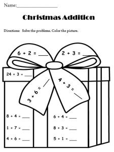 Christmas Addition Math Coloring Activtiy Christmas addition
