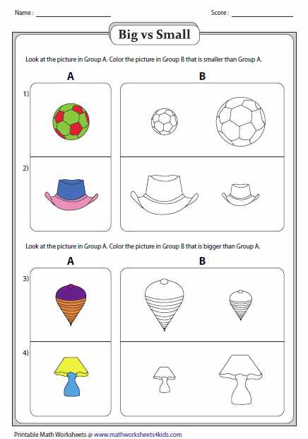 Size Comparison Worksheets For Preschoolers