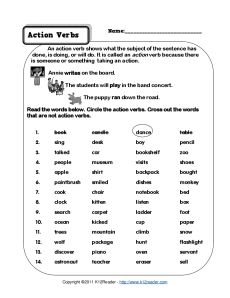 Circle The Action Words Worksheet For Grade 1