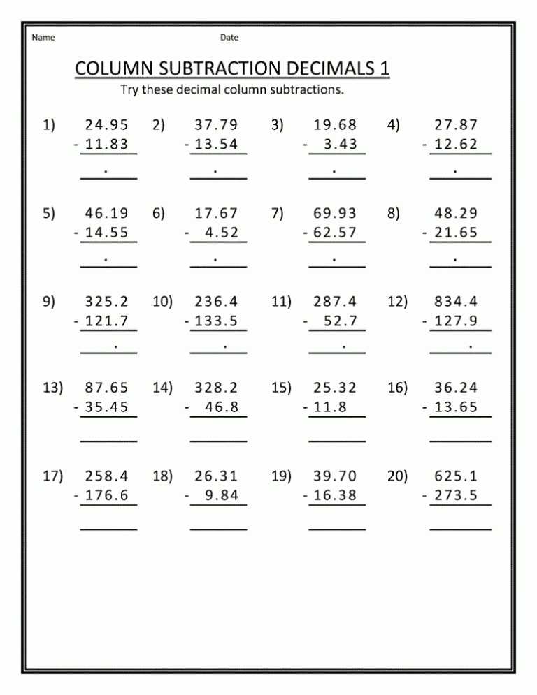 Grade 5 Worksheets Mathematics