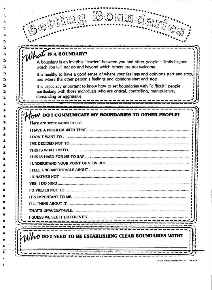 Printable Boundaries Worksheet For Kids