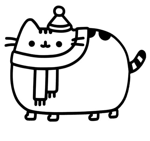 Winter Christmas Pusheen Coloring Pages