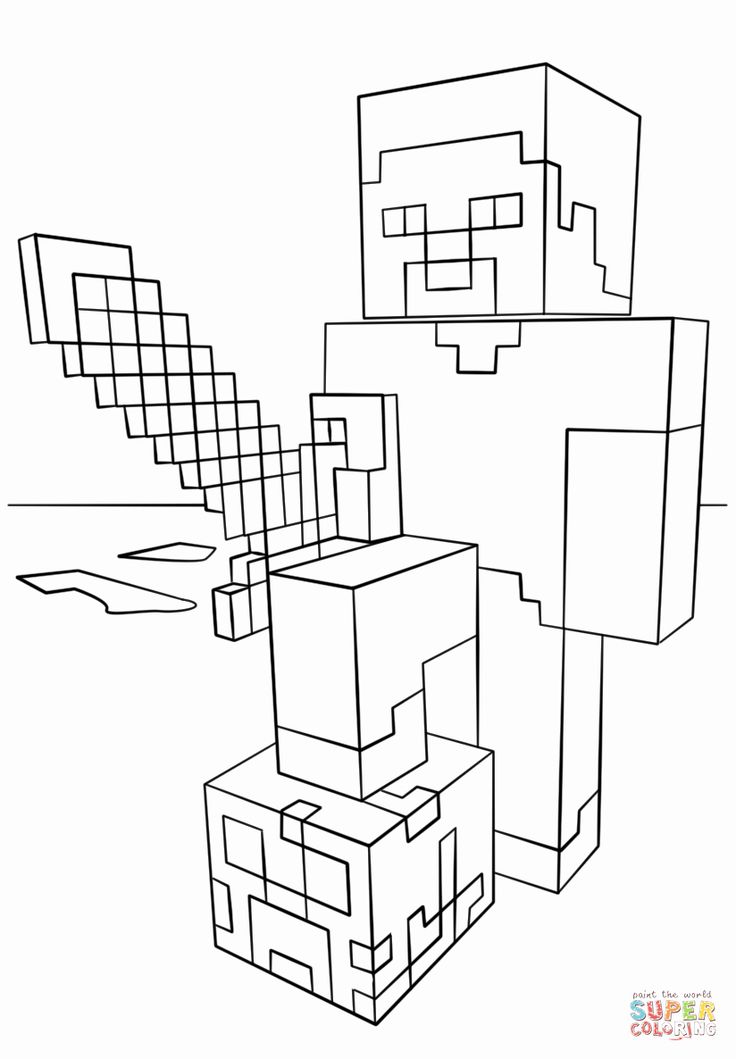 Steve From Minecraft Coloring Page