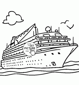 Real Cruise Ship coloring page for kids, transportation coloring pages