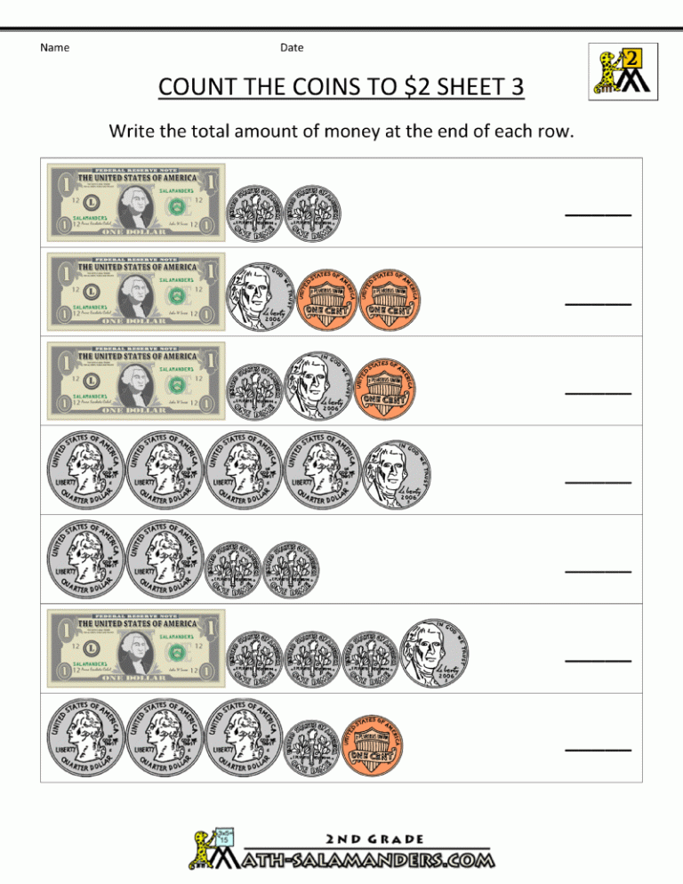 Pdf Touch Math Money Worksheets