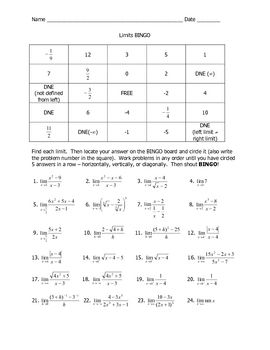 Ap Calculus Limits Worksheet With Answers