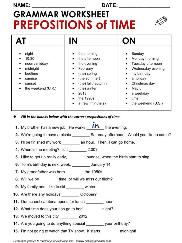 Fifth Grade Grade 5 Worksheets English