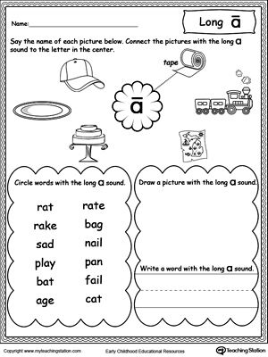 Kindergarten Long Vowel Worksheets Pdf