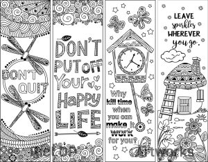 8 Coloring Bookmarks with Quotes RicLDP Artworks