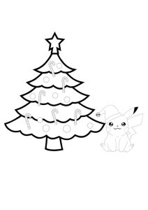 Pikachu and Christmas Tree Coloring Pages 2 Free Coloring Sheets