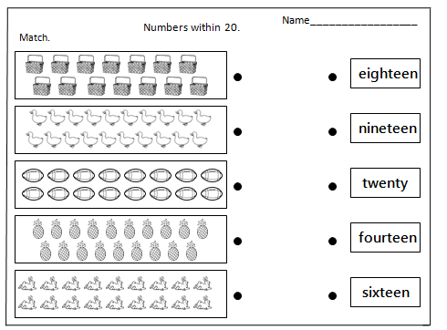 Matching Number Words Worksheet 11-20