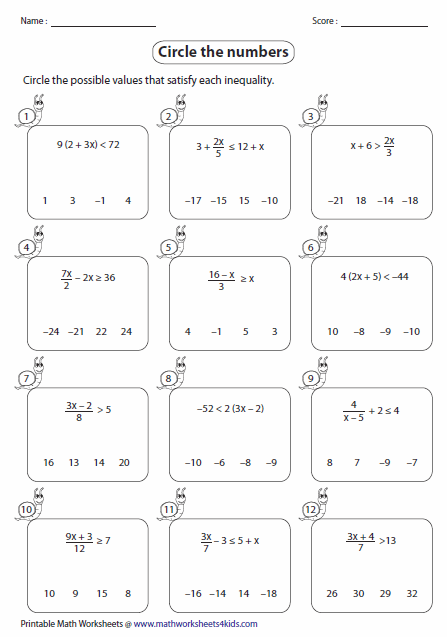 Solving One Two Step Inequalities Worksheet Answer Key