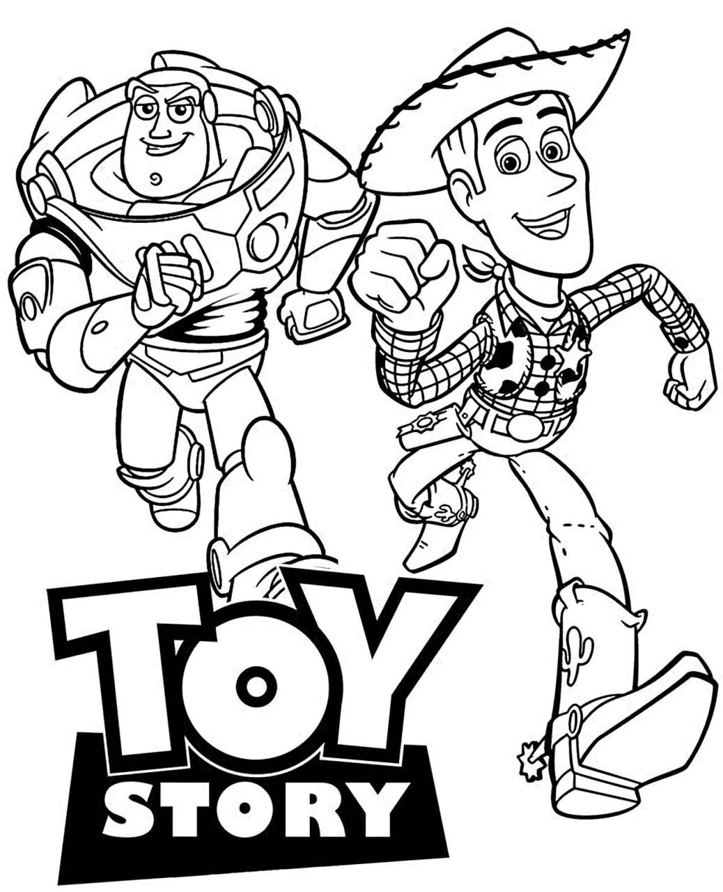 Disney Toy Story Buzz Lightyear And Woody Flee From Enemies Coloring