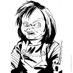 Chucky Coloring Pages Lineart by eyball