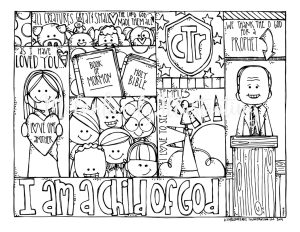 Melonheadz LDS illustrating General Conference Fall FREE coloring page