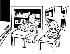 Library Is A Place For Student Study Coloring Pages Download & Print