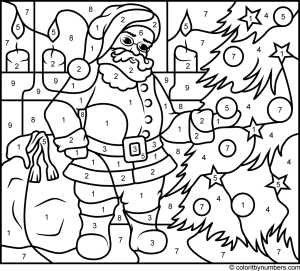 Santa Claus Hard Christmas present coloring pages, Christmas