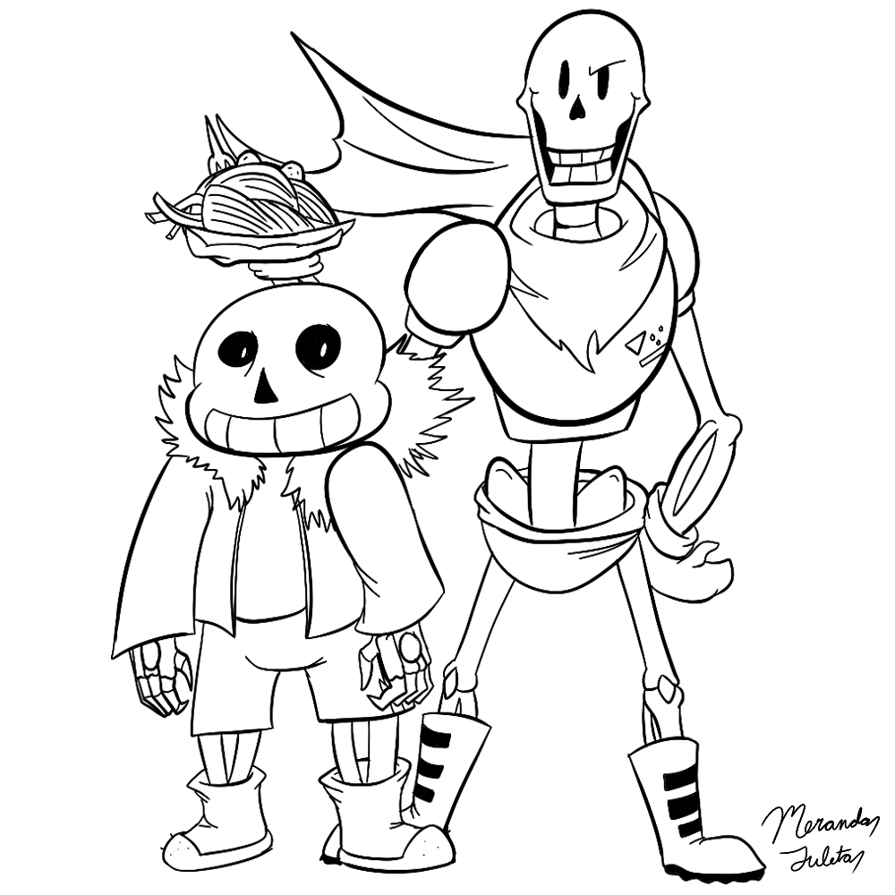 Sans And Papyrus Coloring Page by dragonfire1000 on DeviantArt