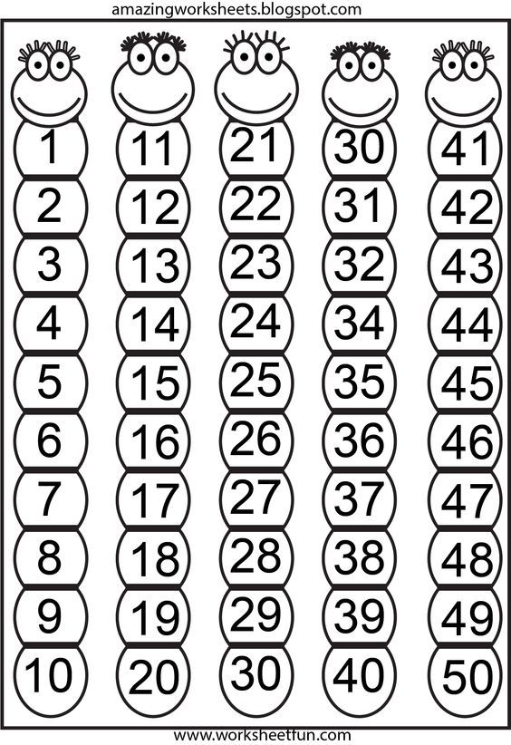 50 Chart Numbers 1 50 Printable