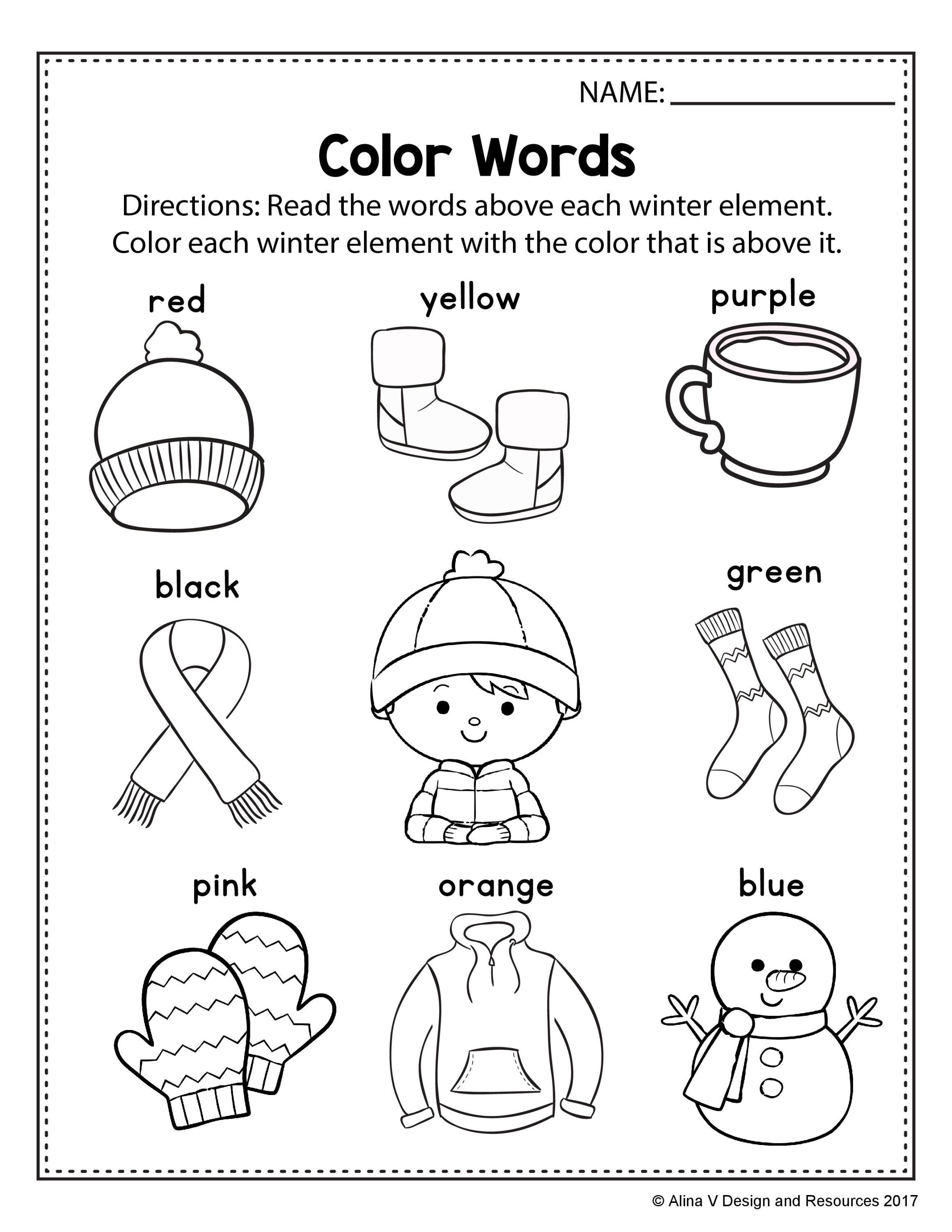 Preschool winter worksheets, Literacy worksheets