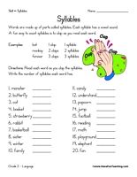 Syllables Worksheets With Answers Pdf