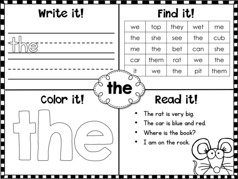 Printable List Printable Kindergarten Reading Worksheets Sight Words