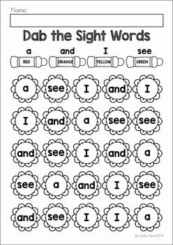 Kindergarten Activity Beginner Kindergarten Sight Words Printables