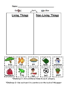 Science Worksheets Living Things And Non Living Things Worksheet Pdf