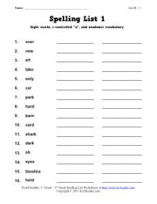 Free Printable 2nd Grade Spelling Worksheets