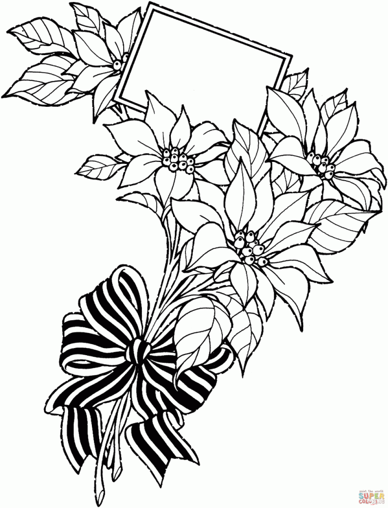 Christmas Poinsettia Coloring Page