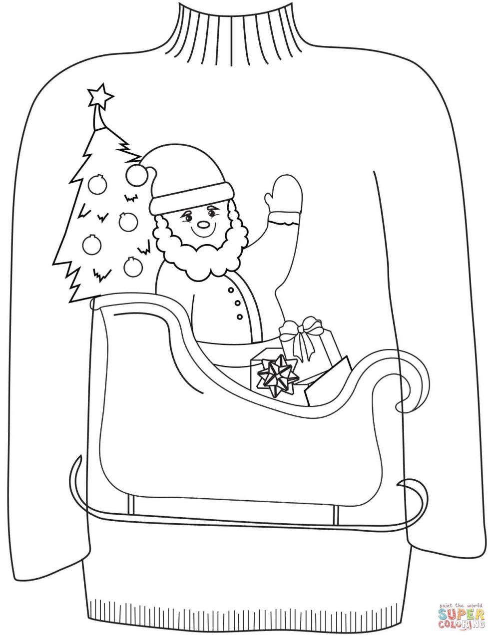Free Ugly Christmas Sweater Coloring Page