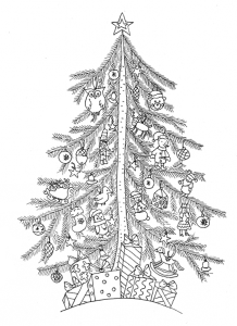 Christmas tree simple Christmas Coloring pages for adults