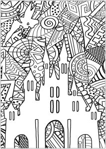 Disney castle Return to childhood Adult Coloring Pages