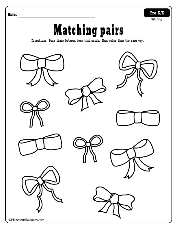 Different Matching Worksheets For 3 Year Olds
