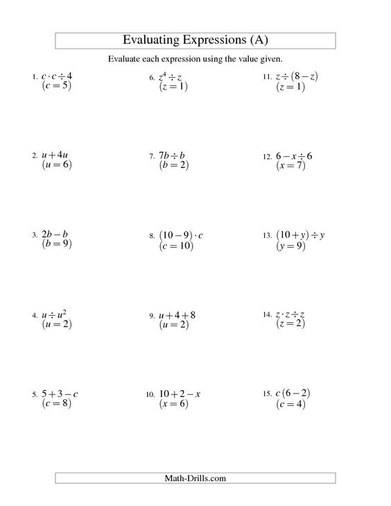 Sixth Grade Algebra 6th Grade Math Worksheets